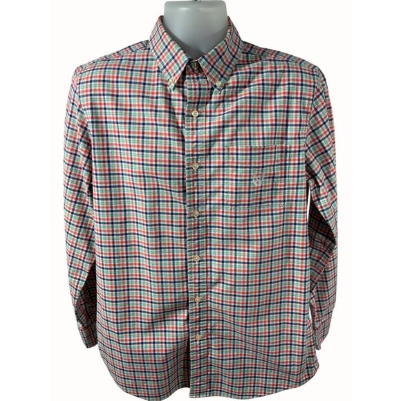 Ralph Lauren Chaps Stretch Long Sleeve Oxford Multicolor Plaid Mens Shirt Large - Picture 1 of 8